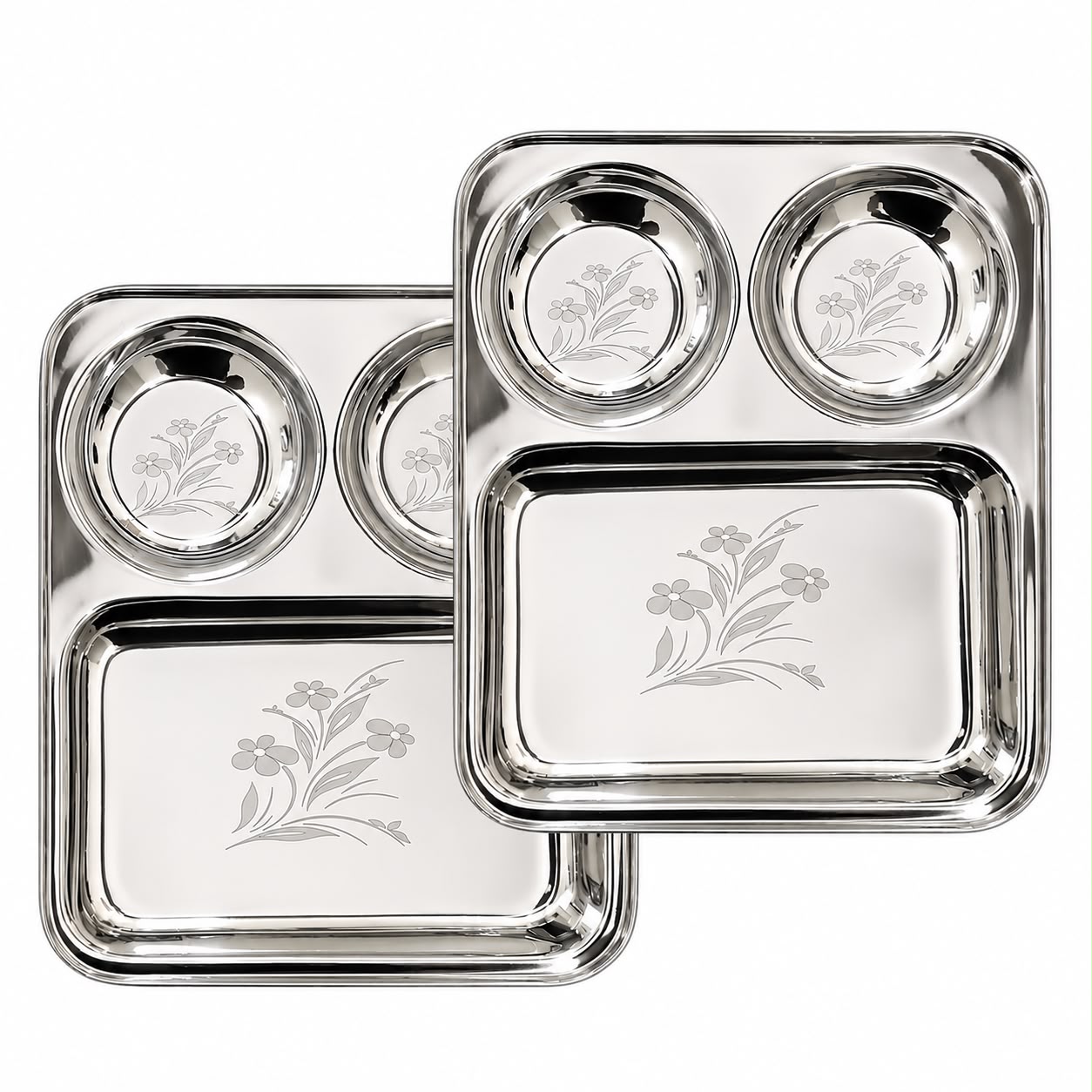 Stainless Steel 3-1 Laser Bhojan Thaal